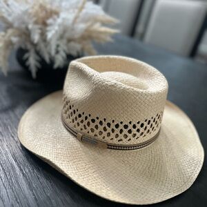 Stetson Natural Straw Hat with Brown Band